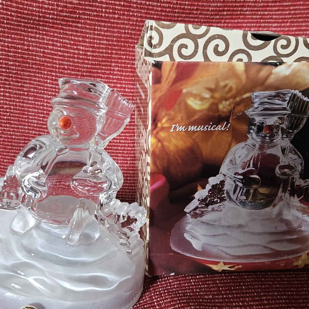 Musical Glass Snowman Figurine